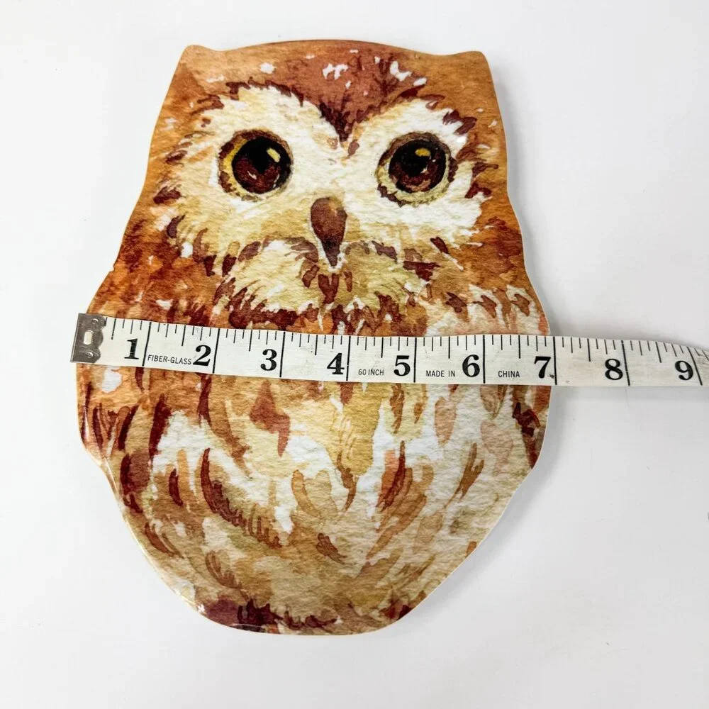 Pier 1 Natural Owl Shaped Melamine 9'' Serving Plate Platter dish